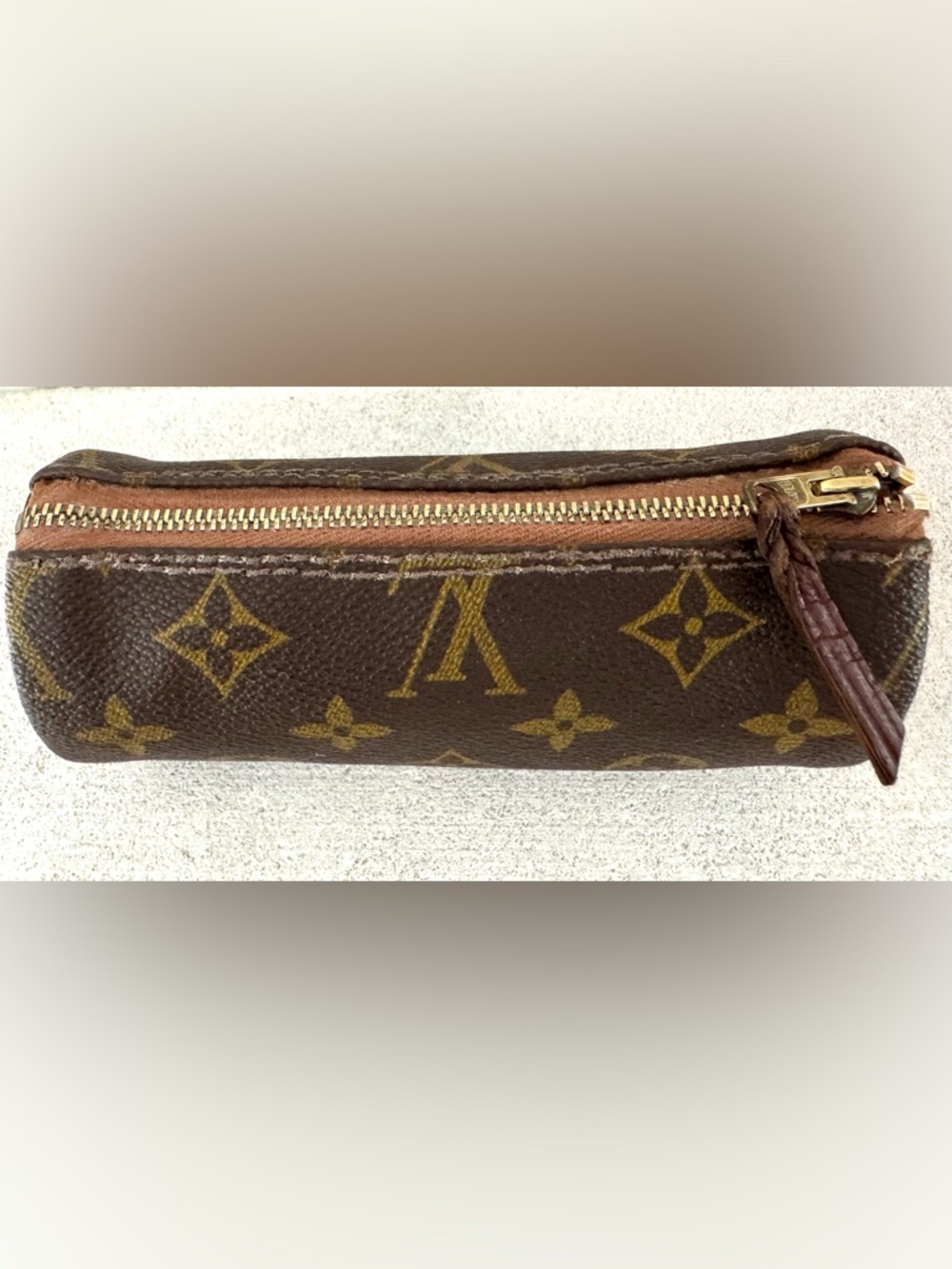 LOUIS VUITTON Monogram Papillon Pouch Leather Lined Vintage - Picture 5 of 7